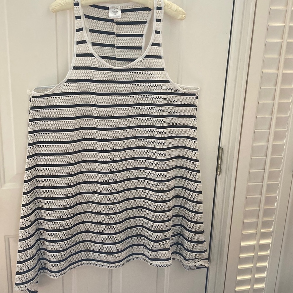 Alexa & Stella Crochet Striped Black and White Swim Coverup Size 3X